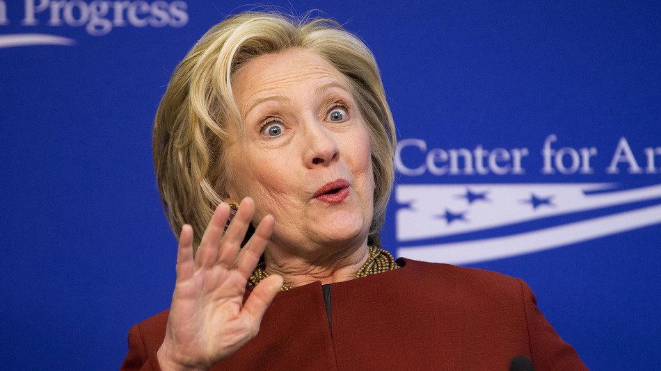 Former Secretary of State Hillary Rodham Clinton, waves to members of the audience before speaking at an event hosted by the Center for American Progress (CAP) and the America Federation of State, County and Municipal Employees (AFSCME), Monday, March 23, 2015, in Washington. (AP Photo/Pablo Martinez Monsivais)